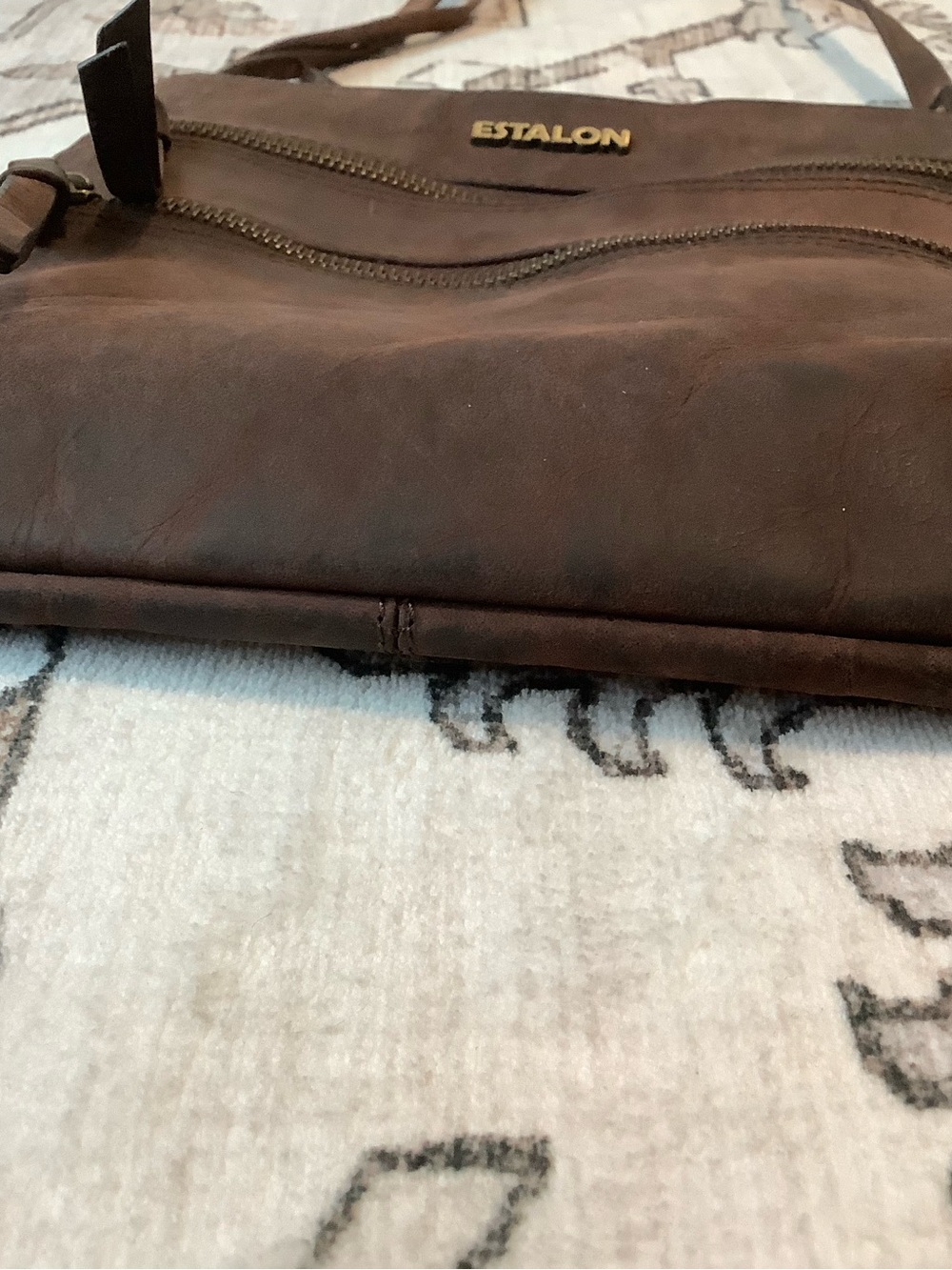 Estalon Women’s Brown Leather Messenger Crossbody Bag - Picture 2 of 5